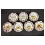 Spode Wildlife Transferware Dinnerware Set - Brown Floral Border with Birds & Animals