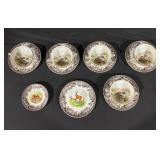 Spode Wildlife Transferware Dinnerware Set - Brown Floral Border with Birds & Animals