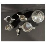 Silverplate Tableware Set - 6-Piece Creamers, Pitchers, Lidded Sugar Bowl, Serving Bowl & Spoon