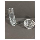Crystal Glass Vase & Bowl (Lot of 2)
