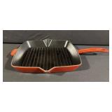 Staub Square Grill Pan with Lid - Enamel Cast Iron, Red