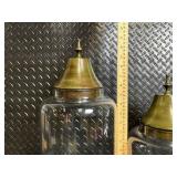 Vintage Glass Apothecary Jars - 3-Piece Set with Brass Cone Lids