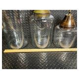 Vintage Glass Apothecary Jars - 3-Piece Set with Brass Cone Lids
