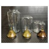 Vintage Glass Apothecary Jars - 3-Piece Set with Brass Cone Lids