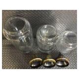 Vintage Glass Apothecary Jars - 3-Piece Set with Brass Cone Lids