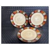 Mikasa Gourmet Basics Horizon Red Mugs (4) & Plates (3) - Stoneware