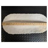 Beatriz Ball Beaded Edge Oval Bowl - White Ceramic with 2 Utensils