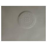 Beatriz Ball Beaded Edge Oval Bowl - White Ceramic with 2 Utensils