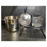 Stainless Steel Stock Pot Set with Lid, Griddle Pan & Perforated Trays