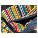 Tuffo Nap Mat - Striped Multi-Color Pattern, Navy Backing, Foldable Daycare Mat