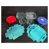 Pyrex Glass Storage Containers with Turquoise Lids - Assorted Sizes