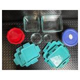 Pyrex Glass Storage Containers with Turquoise Lids - Assorted Sizes