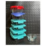 Pyrex Glass Storage Containers with Turquoise Lids - Assorted Sizes
