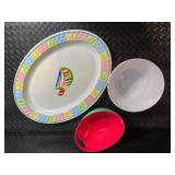 Vintage Charm Sailboat Border Dinnerware Set - Oval Plate & 2 Bowls