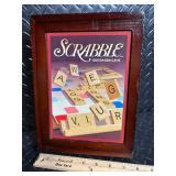 Scrabble Vintage Crossword Game Set with The Official Dictionary & Framed Poster