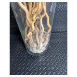 Decorative Twisted Branches in Clear Glass Vase with Pebbles