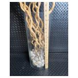 Decorative Twisted Branches in Clear Glass Vase with Pebbles