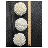 Woven Basket Set - 2 Round Baskets with Pinecones & White Spiky Decor Balls