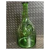 Green Glass Decanter with Long Neck & Curved Side Spout