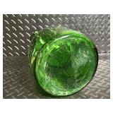 Green Glass Decanter with Long Neck & Curved Side Spout