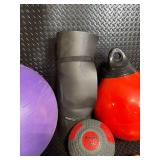 Reebok Purple Exercise Ball, BodyFit Roller, Medicine Balls & Balance Bar - Home Gym Set