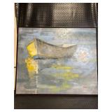 Newman Boat Scene (Abstract) - Oil on Canvas, Framed