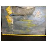 Newman Boat Scene (Abstract) - Oil on Canvas, Framed