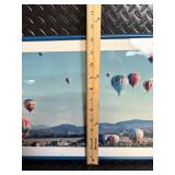 Framed Panoramic Hot Air Balloon Scene - Blue Frame Wall Art