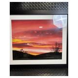 Sunset Landscape Photograph - Framed in Black Frame with White Mat