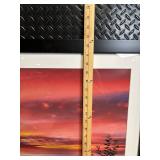 Sunset Landscape Photograph - Framed in Black Frame with White Mat