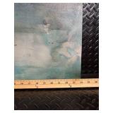Abstract Seascape Canvas Painting - Turquoise Ocean Horizon, 18x18 in