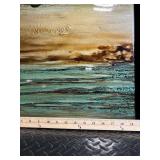 Seascape Diptych Painting on Wood Panels - Beach & Pebble Shore (2-Panel)