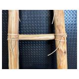 Handcrafted Ladder - Rustic Wooden Step Ladder with Natural Twine Bindings