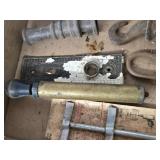 Assortment of Vintage Hardware Items including Hooks, Nozzle, and Paint Blender
