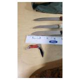 Assorted Tools and Camping Gear including Multi-Tool Ax, Knives, and Camping Accessories
