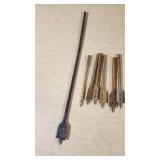 Assorted Drill Bit Set including Black & Decker Forstner Bit, Drill Master Auger Bit Set, and Spade Bits