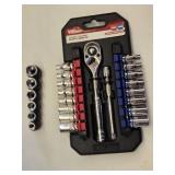Hyper Tough 20-Piece 1/4-In Drive Ratchet & Socket Set