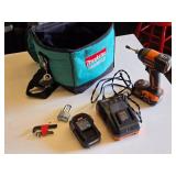 Ridgid 18V Cordless Impact Driver with Battery, Charger, and Makita Tool Bag