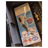 Tool Shop Soldering Gun and Assorted Tools, wire spool, various hand tools, a bathroom suction handle, and a toolbox