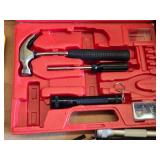 Assorted Hand Tools and Flashlights including Claw Hammer, Utility Knife, and Bit Driver Set