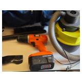 Ryobi Tool Bag, Black & Decker Drill, Blower, and Accessories