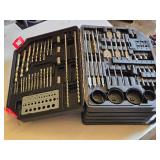 Drill Bit and Hole Saw Set including Various Sizes and Types In Case - Various Pieces Missing