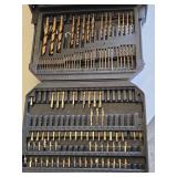 Drill Bit and Hole Saw Set including Various Sizes and Types In Case - Various Pieces Missing