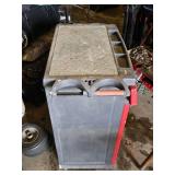 Rubbermaid Utility Cart with Drawer and Cabinet - Cracked Drawer, Difficult to pull out