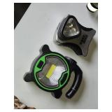 Lot of Flashlights and Headlamps Including Rechargeable LED Safety Lights, Black & Decker Work Light, and Accessories