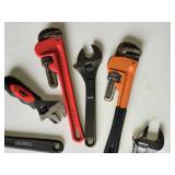 Lot of Adjustable Wrenches and Pipe Wrenches