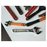 Lot of Adjustable Wrenches and Pipe Wrenches