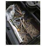 Hart Rolling Tool Box with Tools and Accessories including Nylon Locknut Assortment, Drill Bits, and Safety Helmets