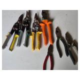 Tin Snips and Pliers including Wiss Aviation Snips, Kobalt Pliers, and Masterforce Pliers