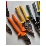Tin Snips and Pliers including Wiss Aviation Snips, Kobalt Pliers, and Masterforce Pliers